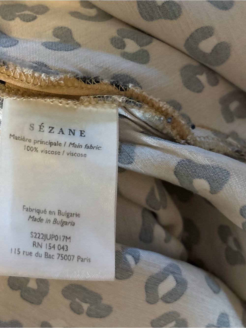 Sezane sandy leopard cheetah print pencil viscose midi skirt Womens 42 10 - Picture 3 of 6
